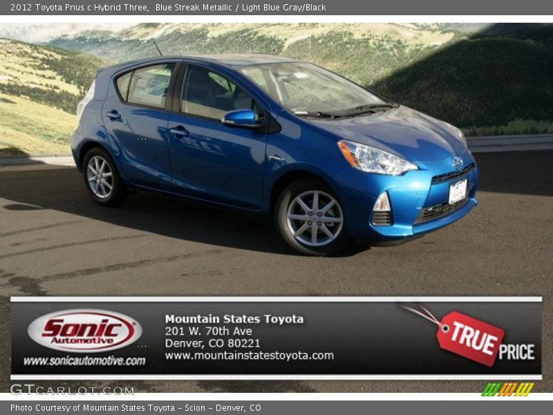 Blue Streak Metallic / Light Blue Gray/Black 2012 Toyota Prius c Hybrid Three