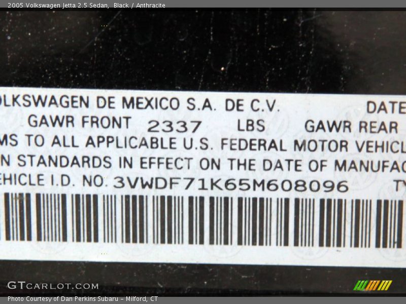 Black / Anthracite 2005 Volkswagen Jetta 2.5 Sedan