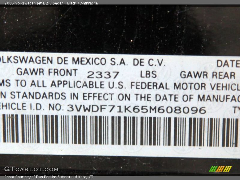 Black / Anthracite 2005 Volkswagen Jetta 2.5 Sedan