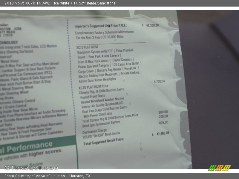 Ice White / T6 Soft Beige/Sandstone 2013 Volvo XC70 T6 AWD