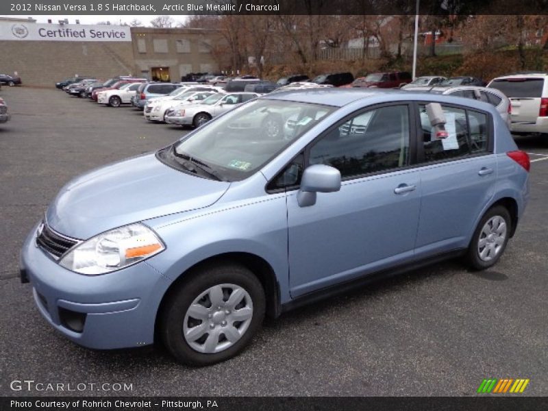 Arctic Blue Metallic / Charcoal 2012 Nissan Versa 1.8 S Hatchback