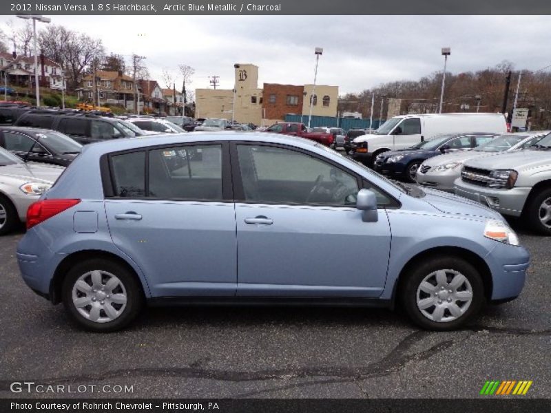 Arctic Blue Metallic / Charcoal 2012 Nissan Versa 1.8 S Hatchback