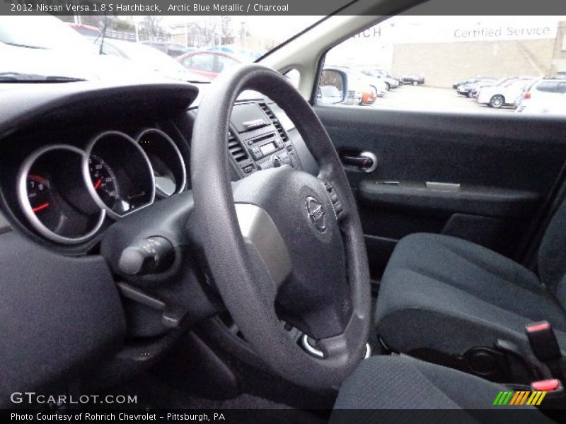 Arctic Blue Metallic / Charcoal 2012 Nissan Versa 1.8 S Hatchback