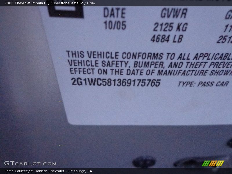 Silverstone Metallic / Gray 2006 Chevrolet Impala LT
