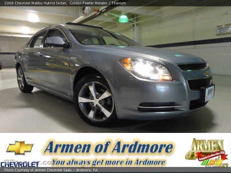 Golden Pewter Metallic / Titanium 2009 Chevrolet Malibu Hybrid Sedan