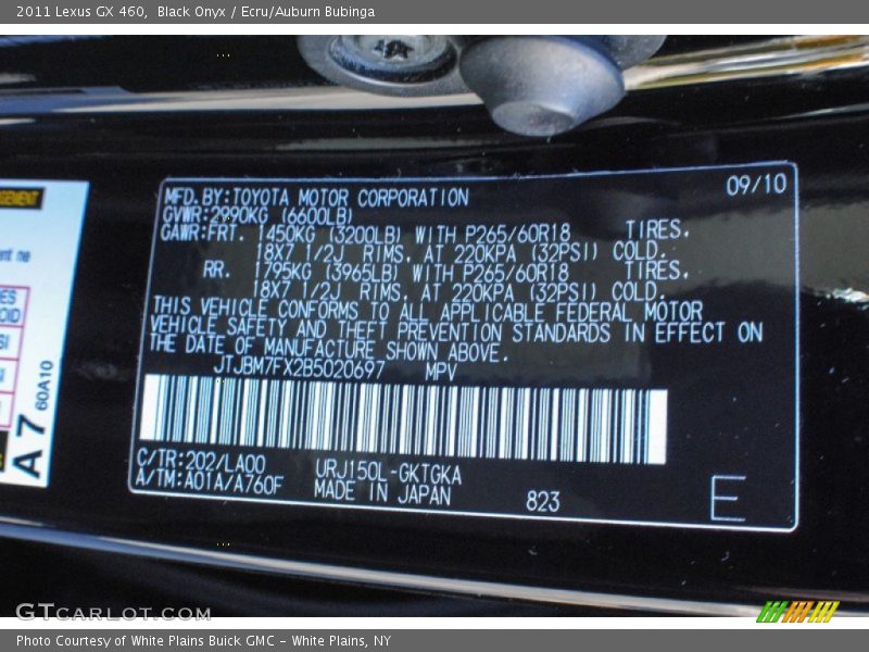 Black Onyx / Ecru/Auburn Bubinga 2011 Lexus GX 460