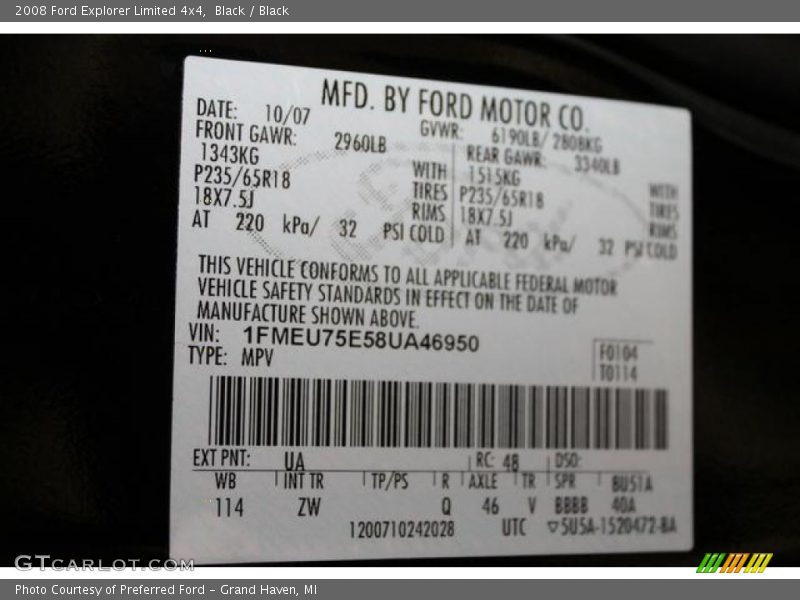 Black / Black 2008 Ford Explorer Limited 4x4