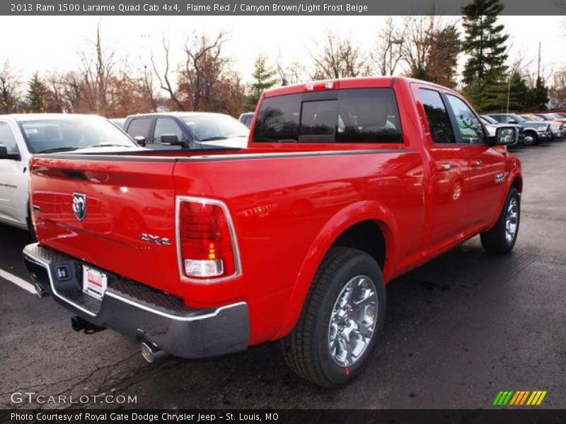 Flame Red / Canyon Brown/Light Frost Beige 2013 Ram 1500 Laramie Quad Cab 4x4