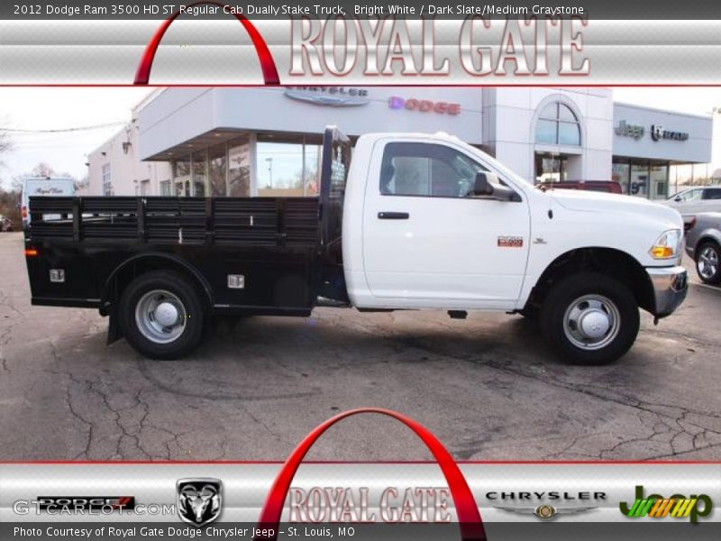 Bright White / Dark Slate/Medium Graystone 2012 Dodge Ram 3500 HD ST Regular Cab Dually Stake Truck