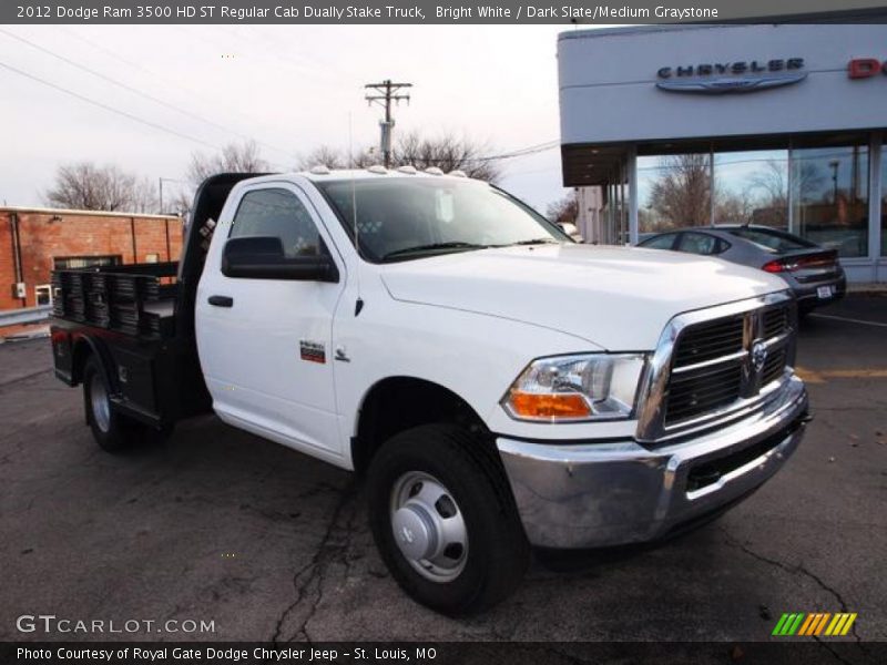 Bright White / Dark Slate/Medium Graystone 2012 Dodge Ram 3500 HD ST Regular Cab Dually Stake Truck