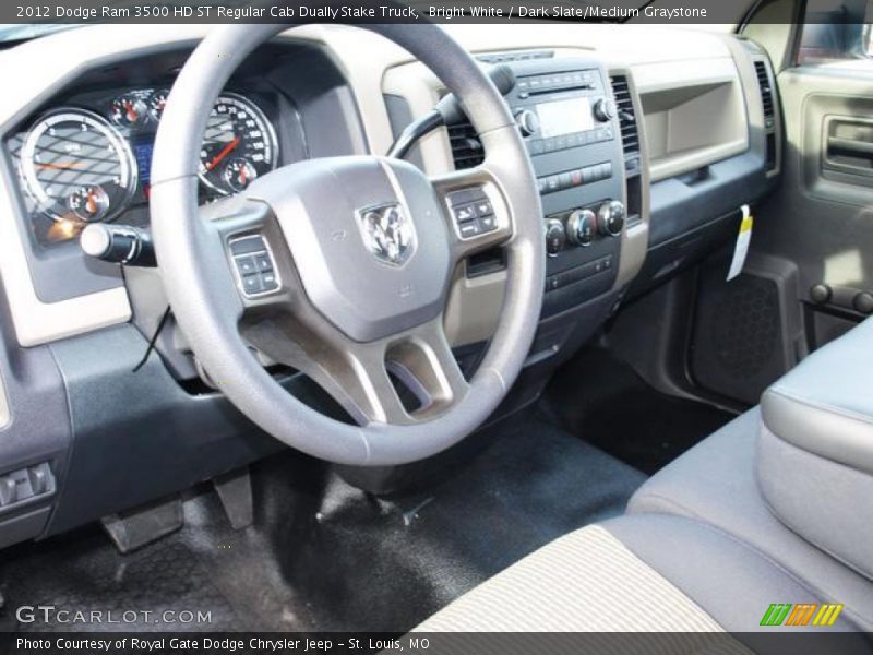Bright White / Dark Slate/Medium Graystone 2012 Dodge Ram 3500 HD ST Regular Cab Dually Stake Truck
