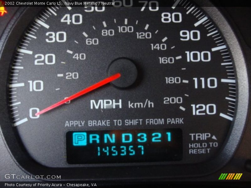 Navy Blue Metallic / Neutral 2002 Chevrolet Monte Carlo LS