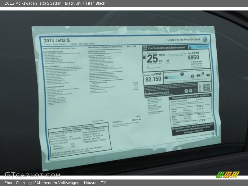 Black Uni / Titan Black 2013 Volkswagen Jetta S Sedan