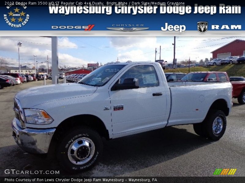 Bright White / Dark Slate/Medium Graystone 2012 Dodge Ram 3500 HD ST Regular Cab 4x4 Dually
