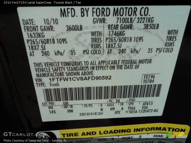 Tuxedo Black / Tan 2010 Ford F150 Lariat SuperCrew