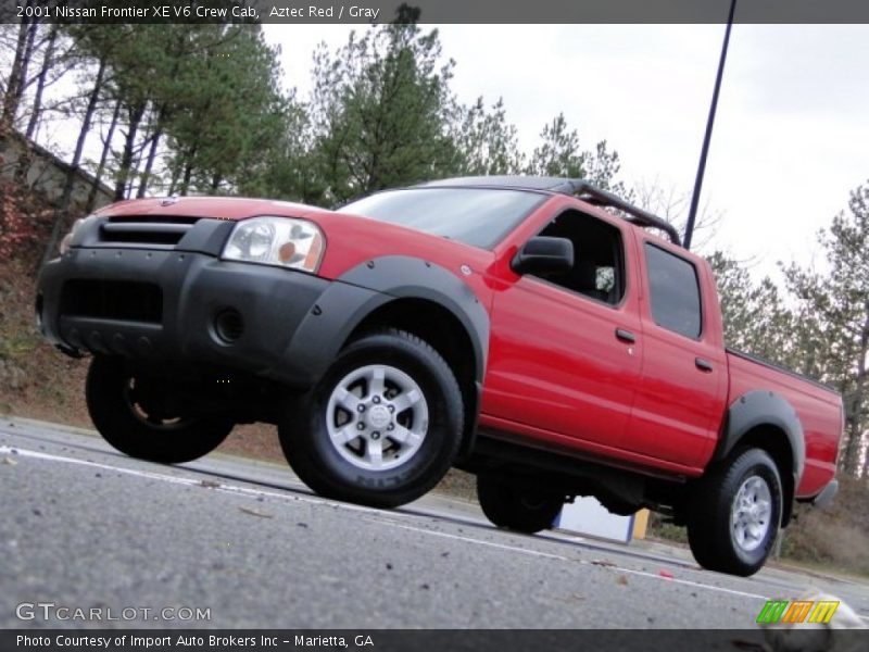 Aztec Red / Gray 2001 Nissan Frontier XE V6 Crew Cab