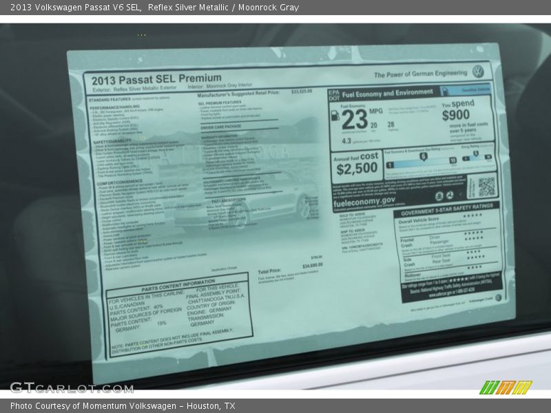 Reflex Silver Metallic / Moonrock Gray 2013 Volkswagen Passat V6 SEL