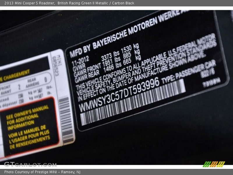 British Racing Green II Metallic / Carbon Black 2013 Mini Cooper S Roadster