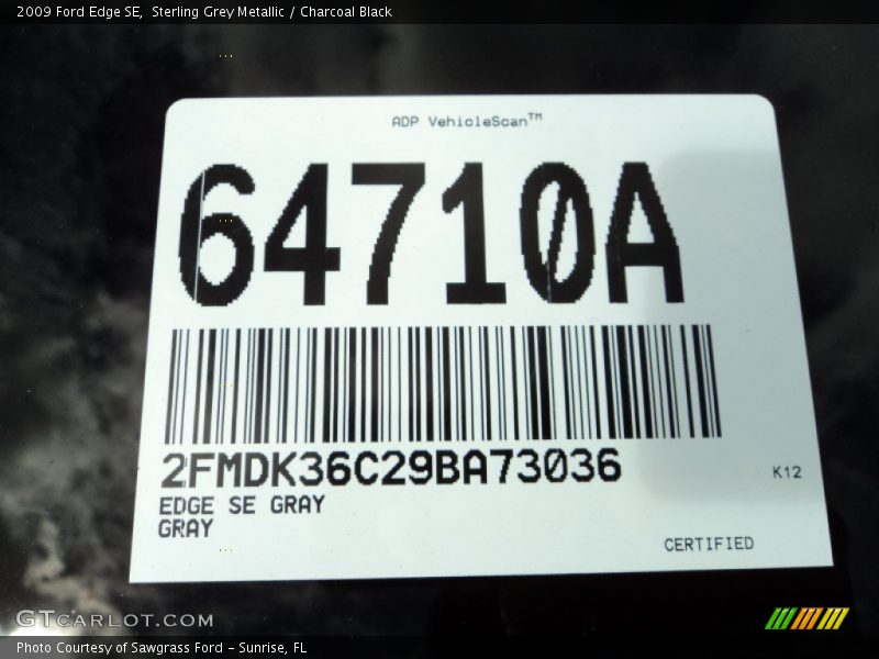 Sterling Grey Metallic / Charcoal Black 2009 Ford Edge SE