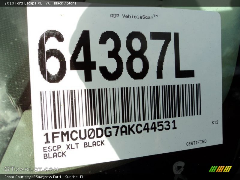 Black / Stone 2010 Ford Escape XLT V6