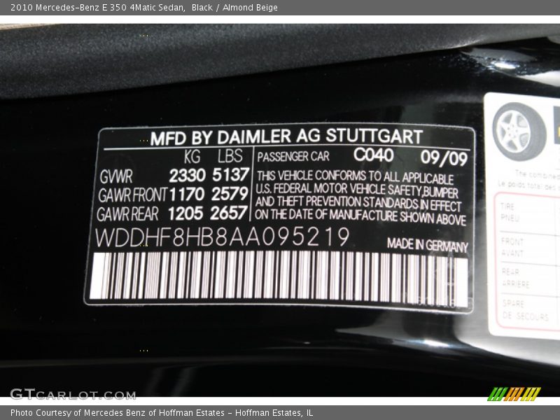 Black / Almond Beige 2010 Mercedes-Benz E 350 4Matic Sedan