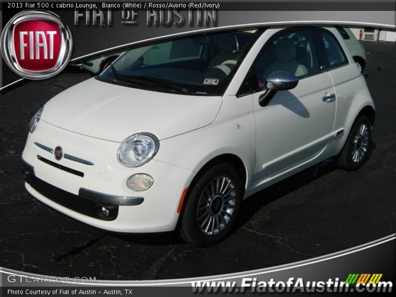 Bianco (White) / Rosso/Avorio (Red/Ivory) 2013 Fiat 500 c cabrio Lounge