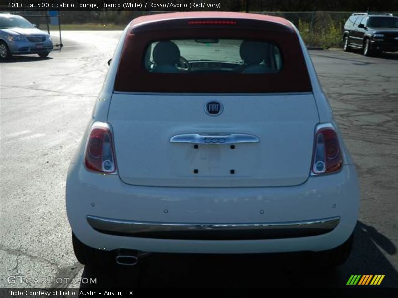 Bianco (White) / Rosso/Avorio (Red/Ivory) 2013 Fiat 500 c cabrio Lounge