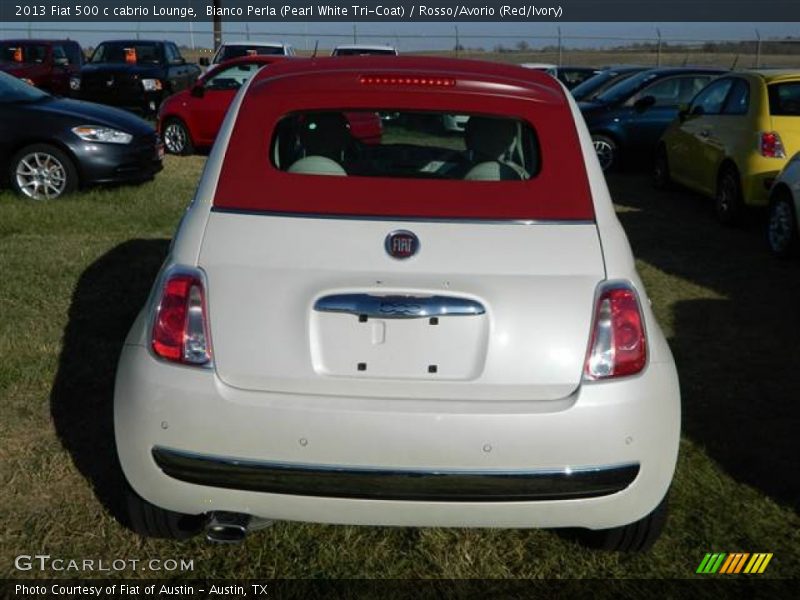 Bianco Perla (Pearl White Tri-Coat) / Rosso/Avorio (Red/Ivory) 2013 Fiat 500 c cabrio Lounge