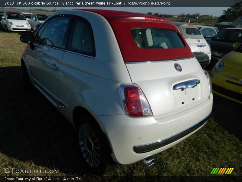 Bianco Perla (Pearl White Tri-Coat) / Rosso/Avorio (Red/Ivory) 2013 Fiat 500 c cabrio Lounge