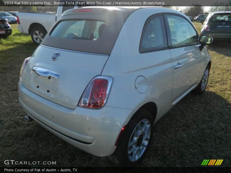 Bianco Perla (Pearl White Tri-Coat) / Marrone/Avorio (Brown/Ivory) 2013 Fiat 500 c cabrio Pop