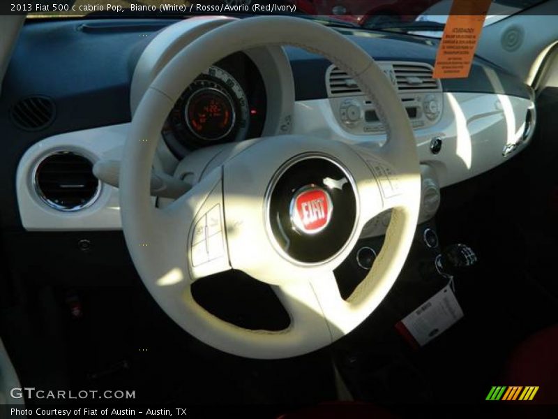 Bianco (White) / Rosso/Avorio (Red/Ivory) 2013 Fiat 500 c cabrio Pop