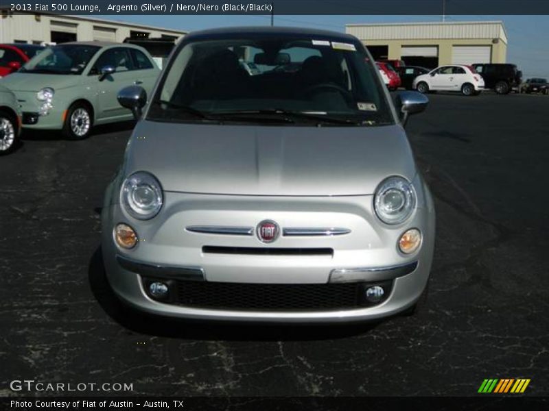 Argento (Silver) / Nero/Nero (Black/Black) 2013 Fiat 500 Lounge