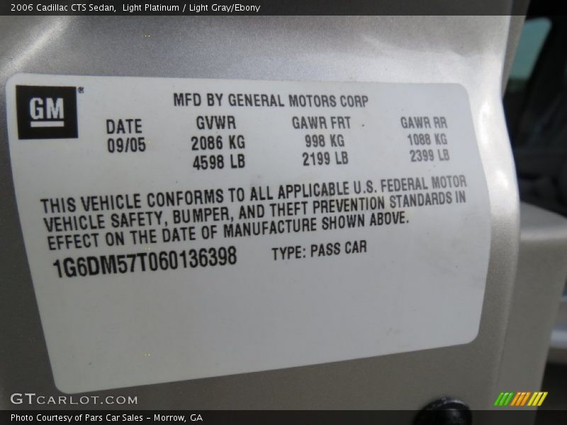 Light Platinum / Light Gray/Ebony 2006 Cadillac CTS Sedan