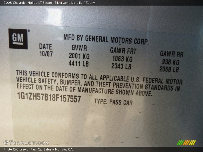 Silverstone Metallic / Ebony 2008 Chevrolet Malibu LT Sedan
