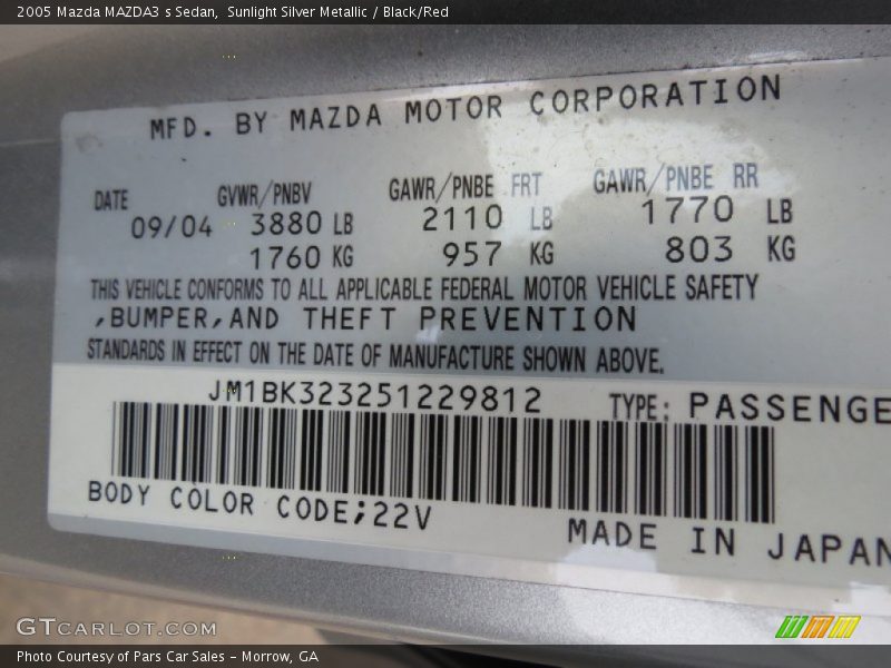 Sunlight Silver Metallic / Black/Red 2005 Mazda MAZDA3 s Sedan