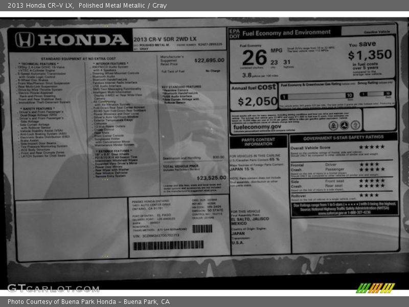Polished Metal Metallic / Gray 2013 Honda CR-V LX