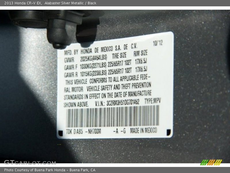 Alabaster Silver Metallic / Black 2013 Honda CR-V EX