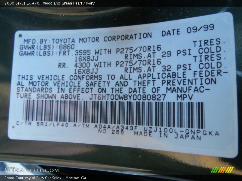 Woodland Green Pearl / Ivory 2000 Lexus LX 470