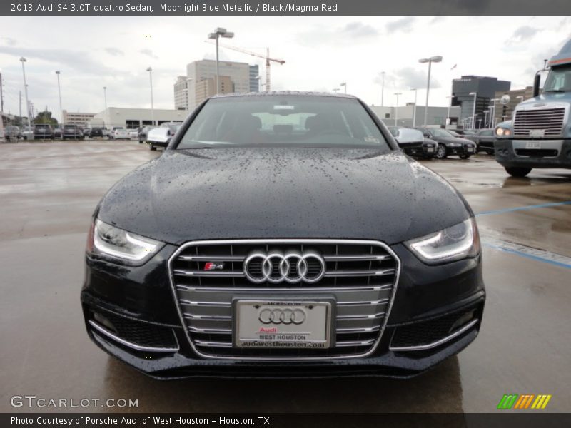 Moonlight Blue Metallic / Black/Magma Red 2013 Audi S4 3.0T quattro Sedan