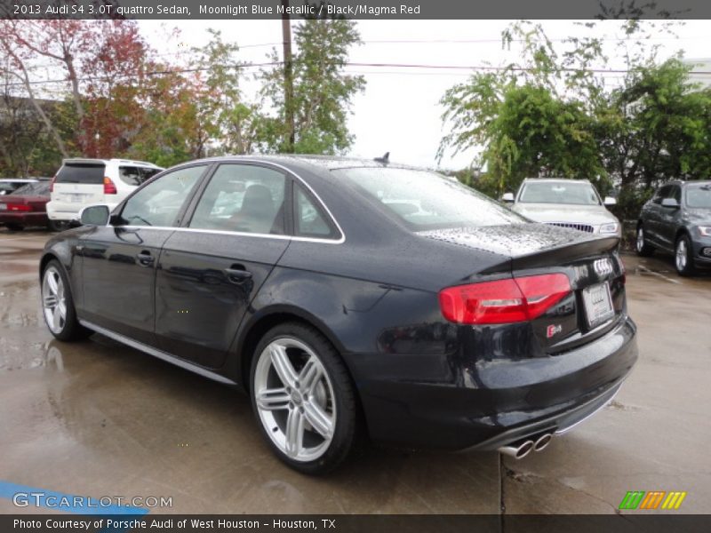Moonlight Blue Metallic / Black/Magma Red 2013 Audi S4 3.0T quattro Sedan