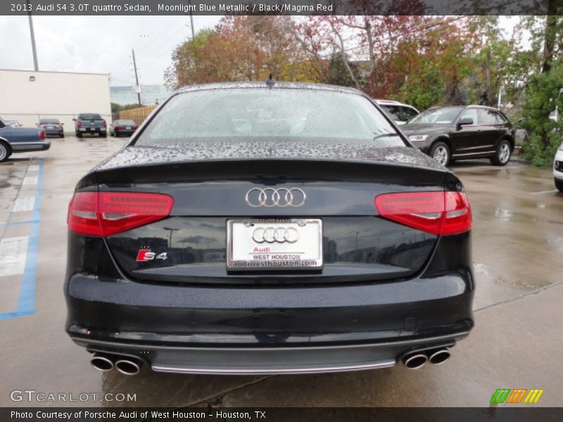 Moonlight Blue Metallic / Black/Magma Red 2013 Audi S4 3.0T quattro Sedan