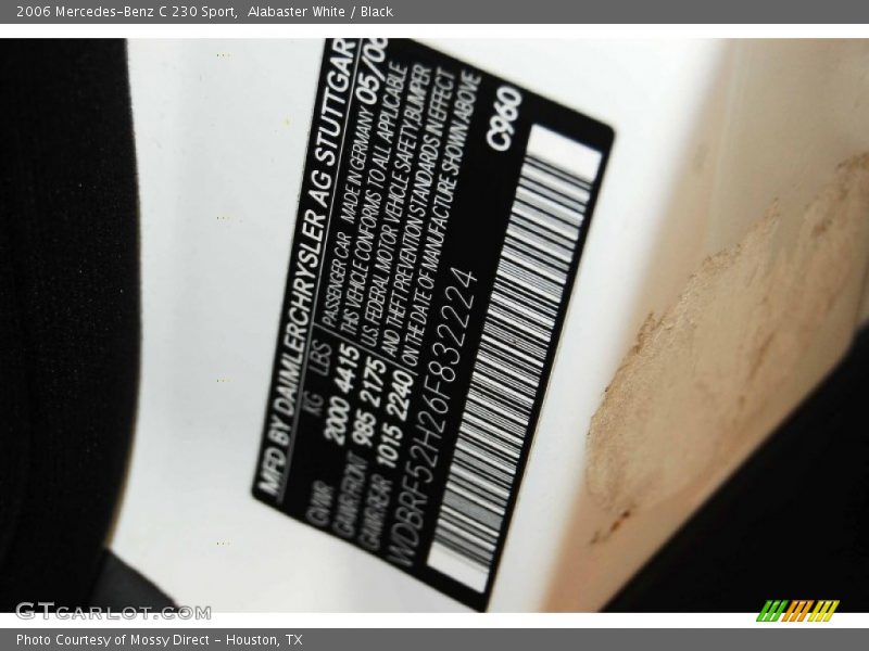 Alabaster White / Black 2006 Mercedes-Benz C 230 Sport
