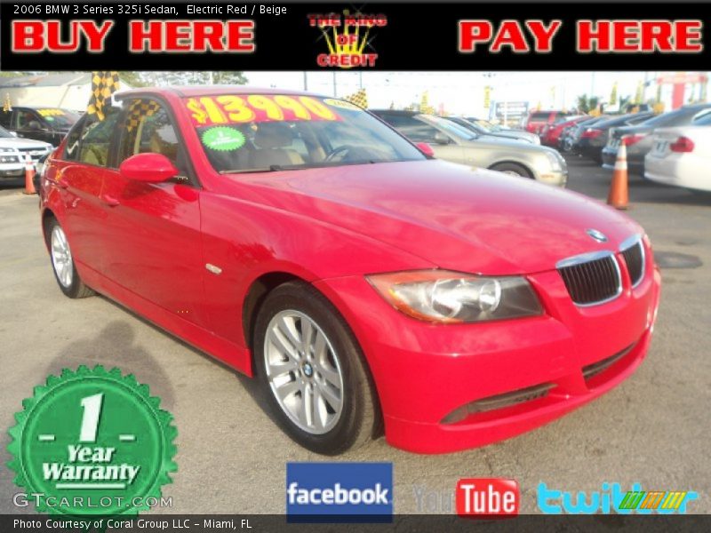 Electric Red / Beige 2006 BMW 3 Series 325i Sedan