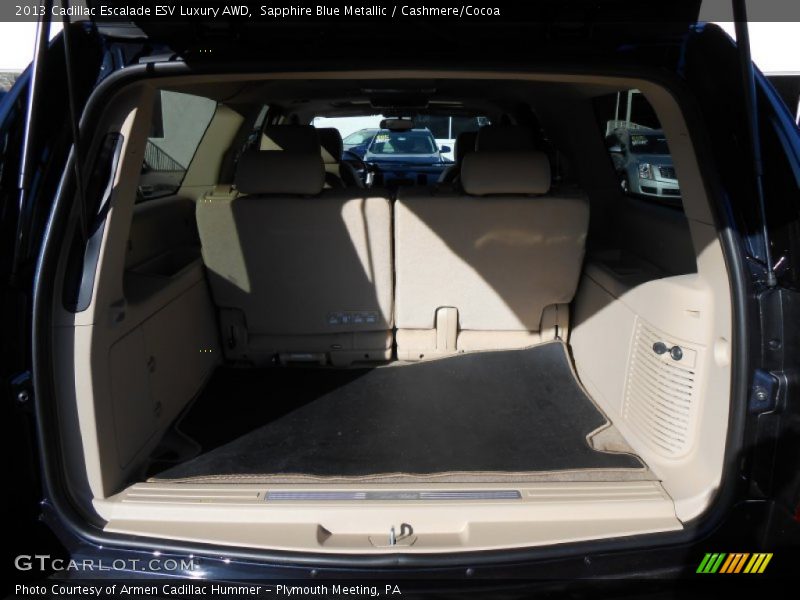 Sapphire Blue Metallic / Cashmere/Cocoa 2013 Cadillac Escalade ESV Luxury AWD