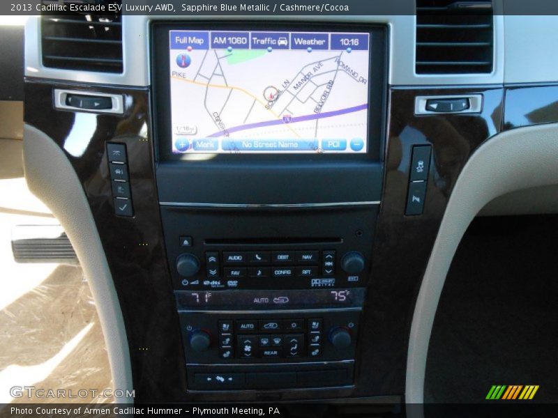 Sapphire Blue Metallic / Cashmere/Cocoa 2013 Cadillac Escalade ESV Luxury AWD