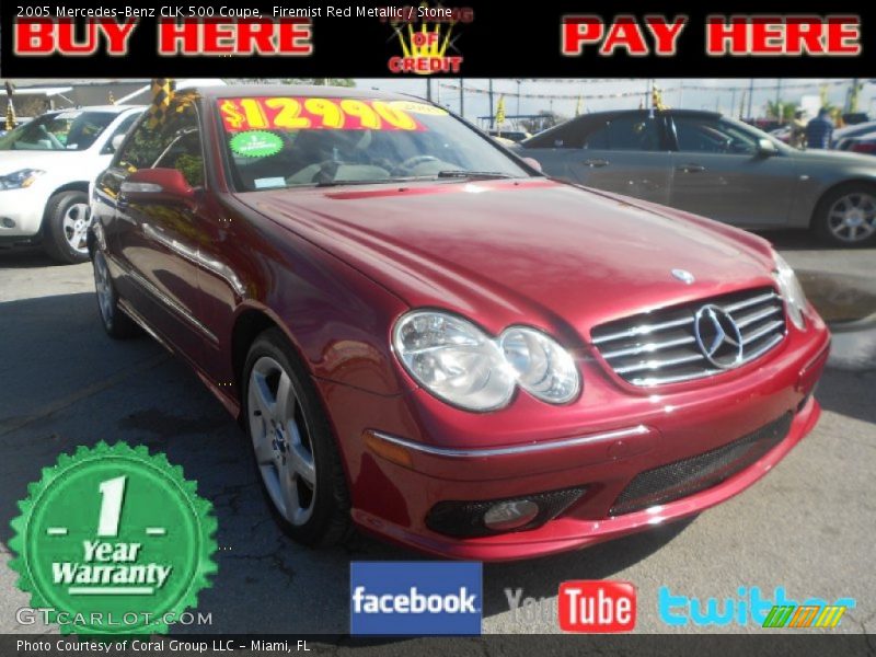 Firemist Red Metallic / Stone 2005 Mercedes-Benz CLK 500 Coupe