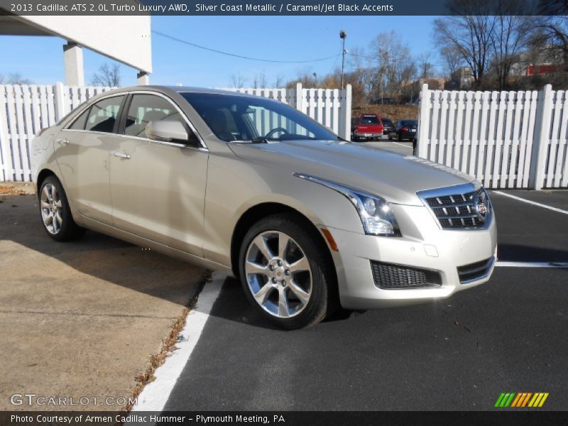 Silver Coast Metallic / Caramel/Jet Black Accents 2013 Cadillac ATS 2.0L Turbo Luxury AWD