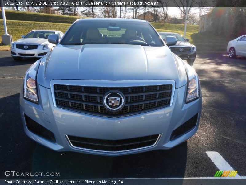 Glacier Blue Metallic / Caramel/Jet Black Accents 2013 Cadillac ATS 2.0L Turbo AWD