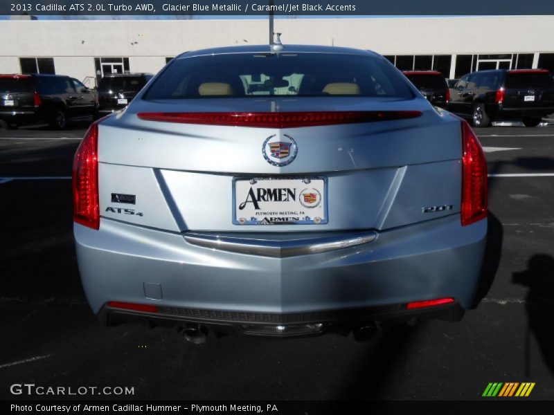Glacier Blue Metallic / Caramel/Jet Black Accents 2013 Cadillac ATS 2.0L Turbo AWD