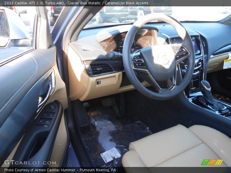 Glacier Blue Metallic / Caramel/Jet Black Accents 2013 Cadillac ATS 2.0L Turbo AWD